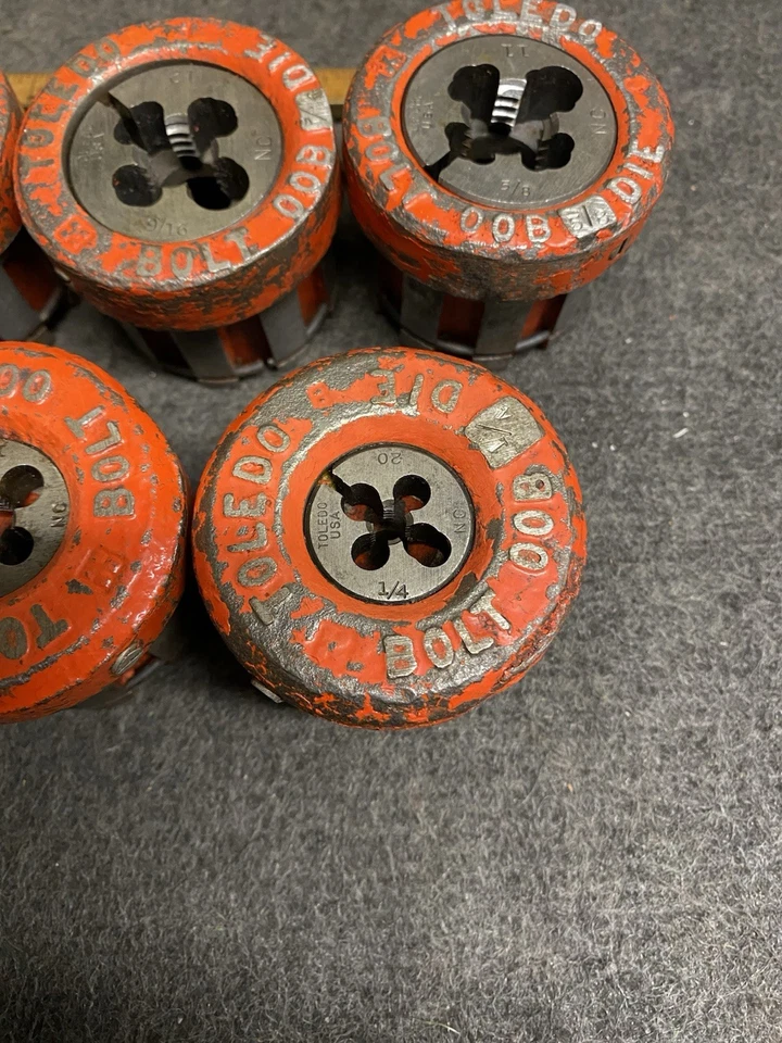 Toledo 7 Pc Ratcheting Bolt Die Set 00B 1/4” - 5/8” USA  - Image 2 of 4