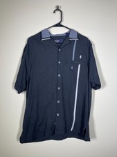 Nat Nast Shirt M 100 Silk Short Bowling Cuban American Fit Black Gray