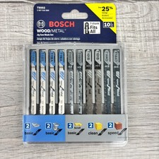 BOSCH 10 PC Jig Saw Blade Set T5002 T-Shank WOOD/METAL Basic/Clean/Speed