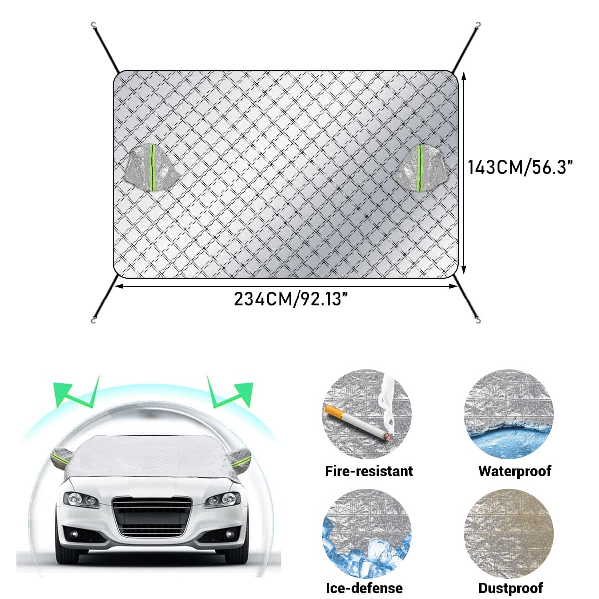 Car Truck Windshield Winter Snow Cover Front Window + Rearview Mirror Protector