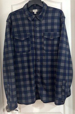 J. CREW Men's Heavy Knit Shirt/Jacket  Navy & Gray Long Sleeve Size XXL