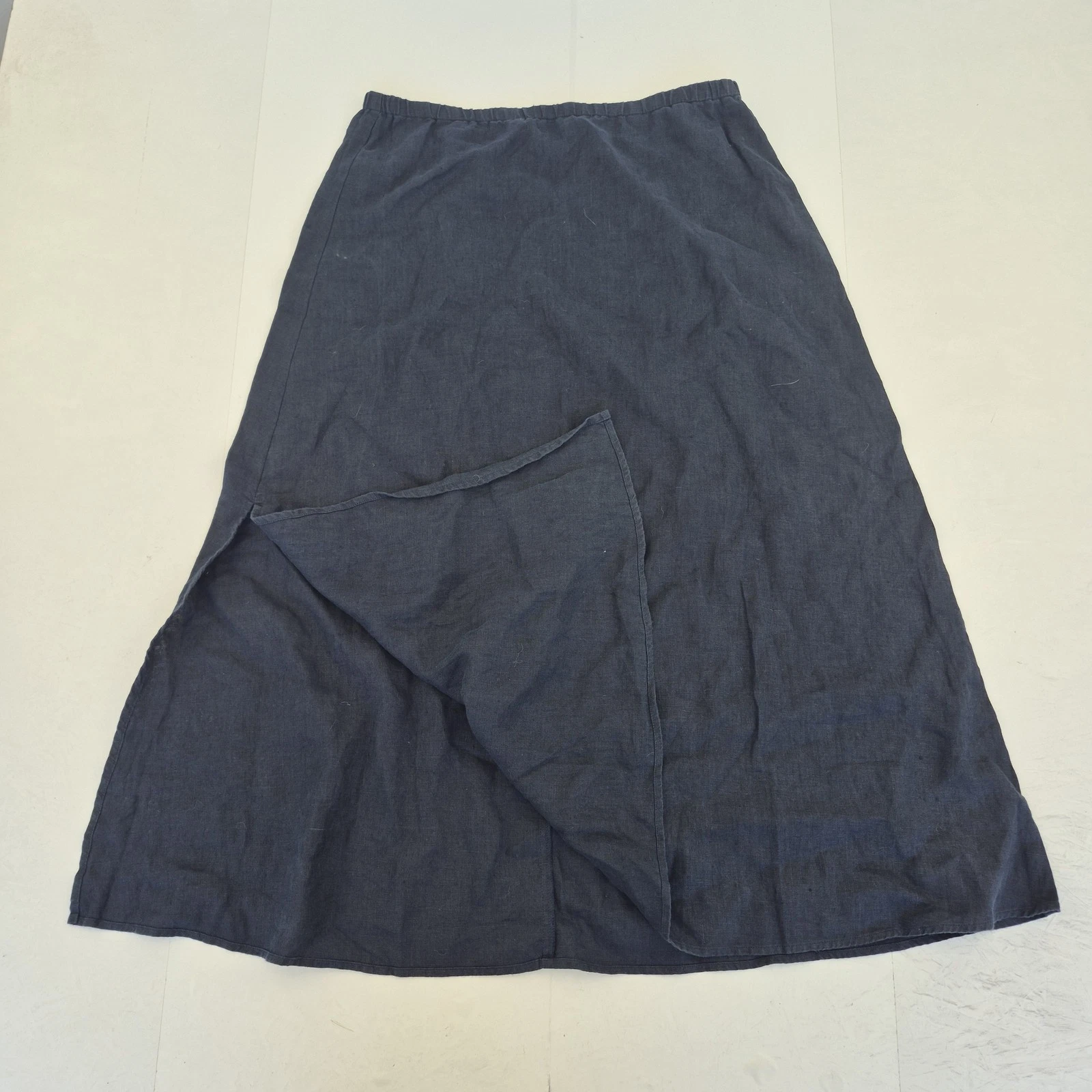 The White Company Skirt 12 Blue Womens 100% Linen Midi