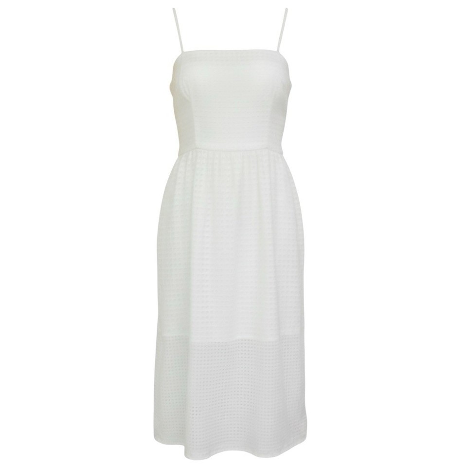 Country Road Eyelet Dress White Size 4 Midi A-line Cotton Spaghetti Strap
