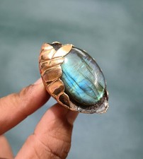 Flashy Labradorite Ring Wire Wrapped Jewelry Designer Ring For Gift