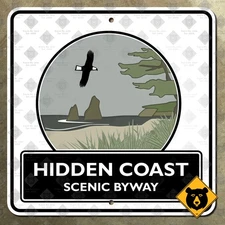 Washington Hidden Coast Scenic Byway route marker road sign Hoquiam 12x12