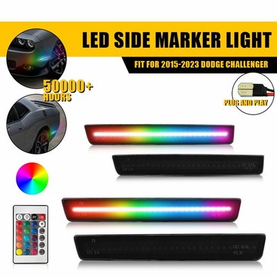 For Dodge 2015-2023 Challenger RGB LED Side Marker Lamp 4X 68195788AB 68195796AB