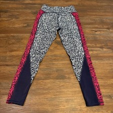 Puma Athletic Leggings with navy mesh on bottom and pink details Size small