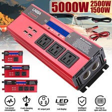 1500W 2500W 5000W Power Inverter 12V to 110V Converter 4USB Home Camping RV Trip