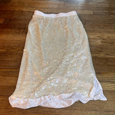 Vintage Exclusives 100 Silk Sequin Skirt Silver White Sequin Party Glam Large