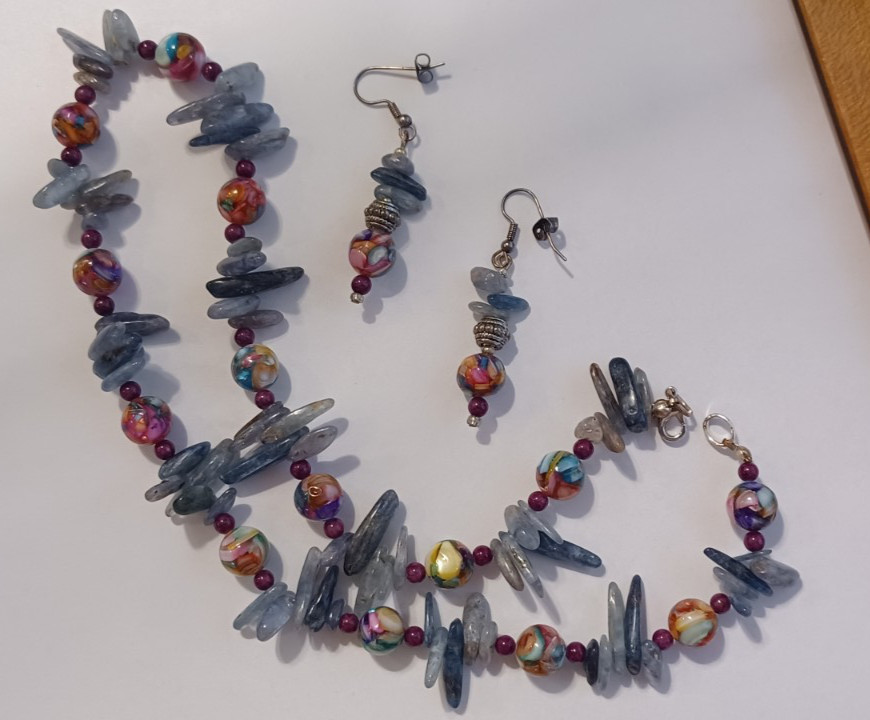 Artisan - Kyanite, Ruby & Rainbow Marble Necklace… - image 12