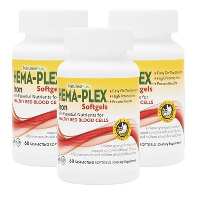 Nature's Plus Hema Plex Eisen Nahrungsergänzungsmittel schnell wirkend 3er Pack 85mg Vitamin B