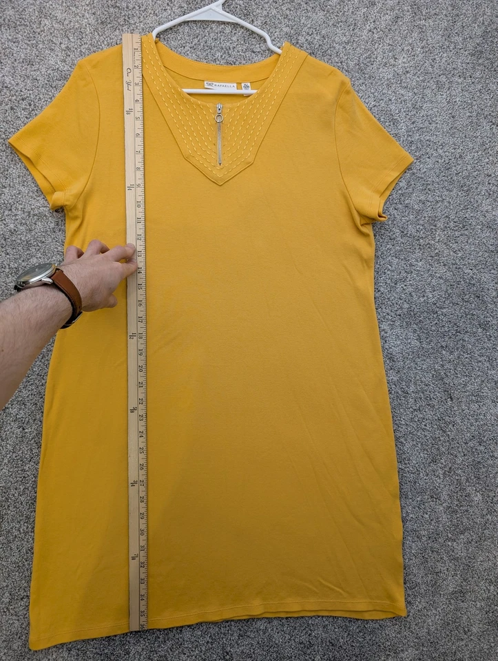 Vestido Rafaella Para Mujer XL Amarillo Manga Corta Algodón Cremallera Cuello Informal Pullover Foto 2 de 4