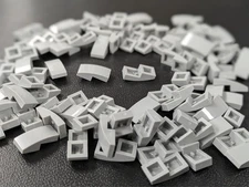 Lego x100 New Light Bluish Gray Slope, Curved 2 x 1 x 2/3 # 11477 Parts Lot