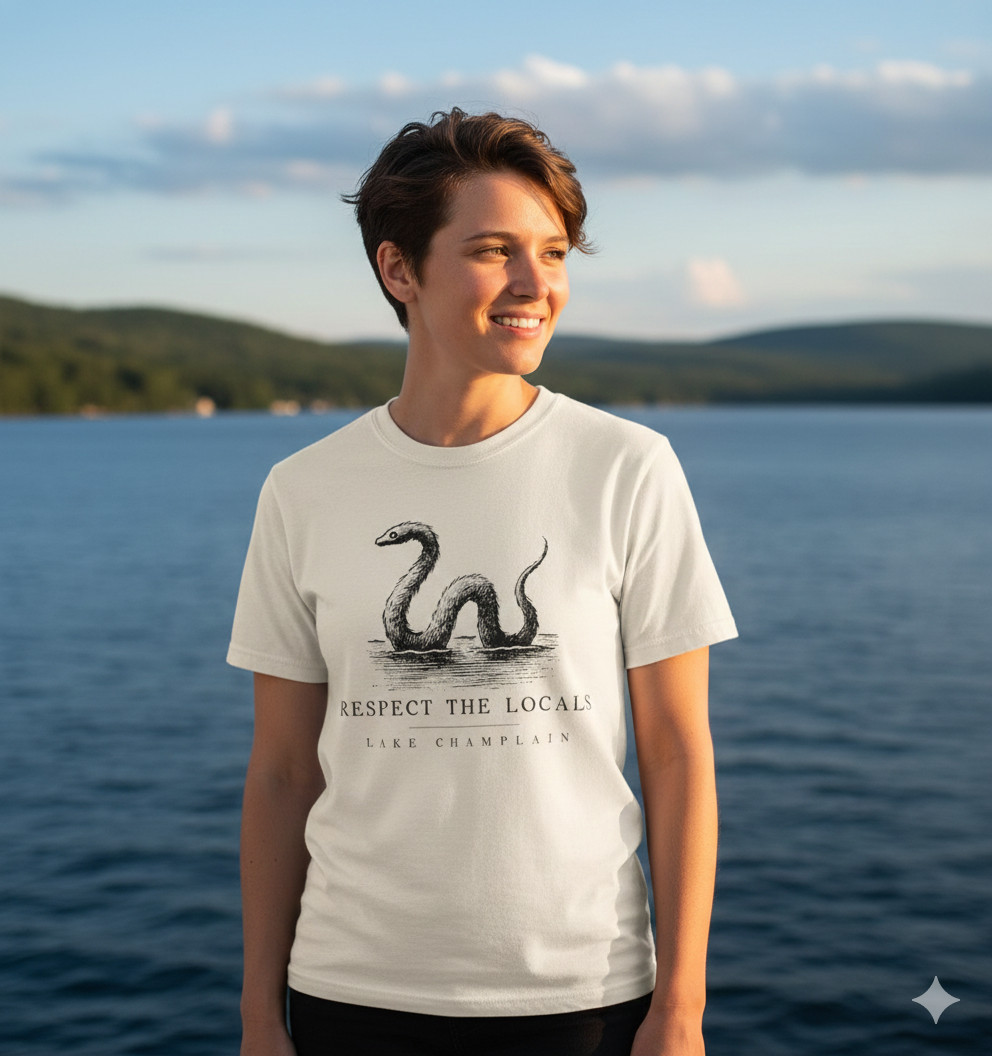 Lake Champlain Monster Graphic T-Shirt Respect The Locals Vi