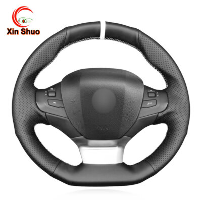 Black Artificial Leather Steering Wheel Cover for Peugeot 308 2013-2021 308 SW
