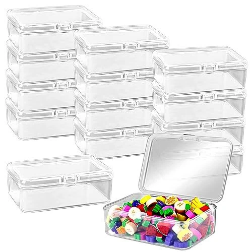 Rcybeo 12 Pcs Small Plastic Storage Containers 3.7x2.4 Inches