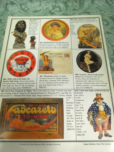 LC-2265 pb bk: "PAST TYME PLEASURES" Absentee Auction 20; 11/4/2006 - Picture 6 of 6