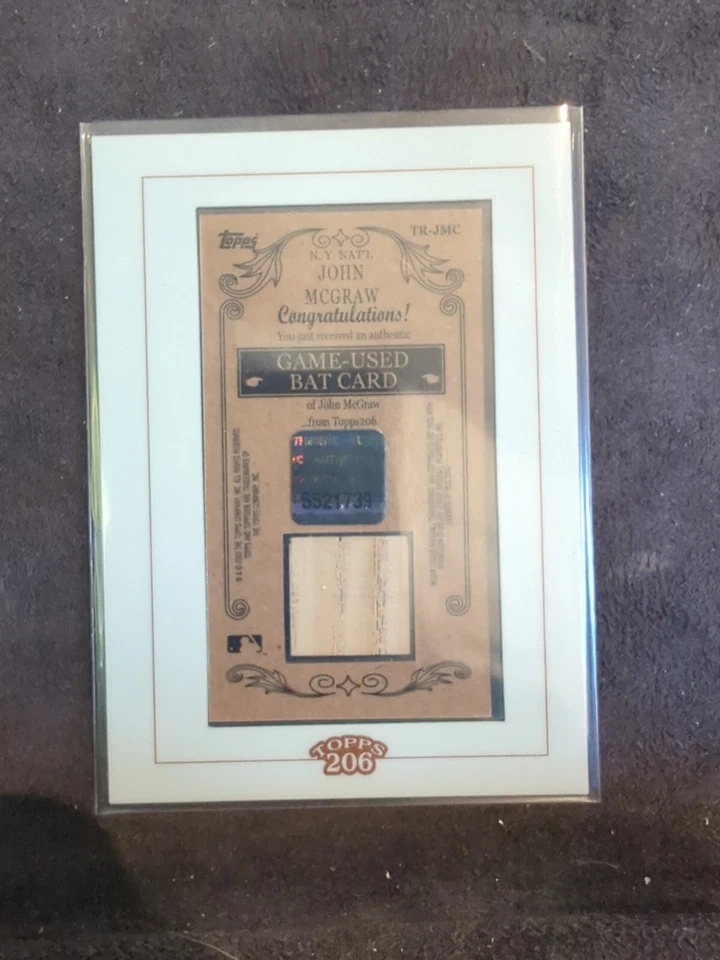 Tarjeta de murciélago usada John McGraw 2002 Topps T206 juego #TR-JMC Foto 2 de 2
