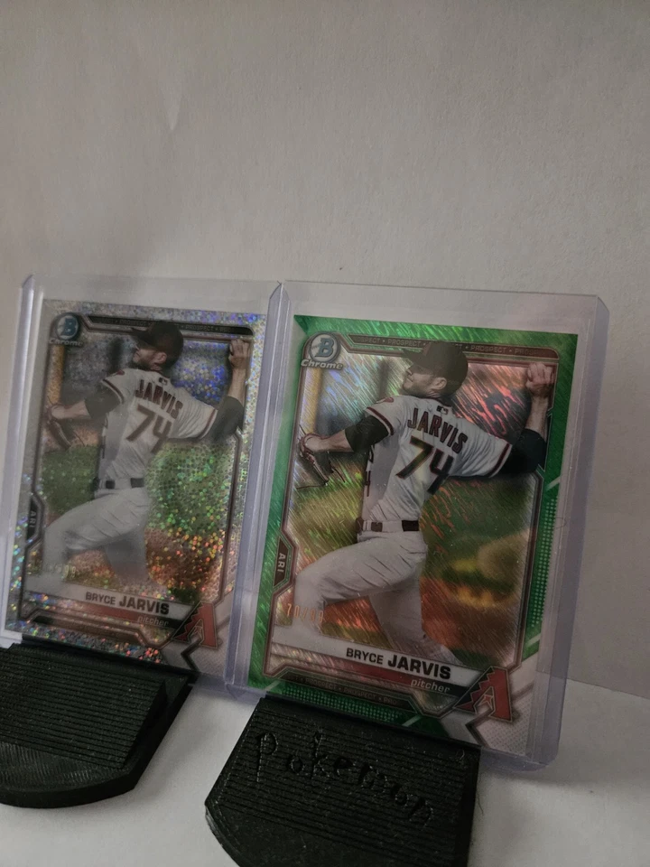 Bryce Jarvis 2021 Bowman Chrome #BCP44 Green Shimmer 70/99,white Sparkle 115/299 - Image 3 of 4