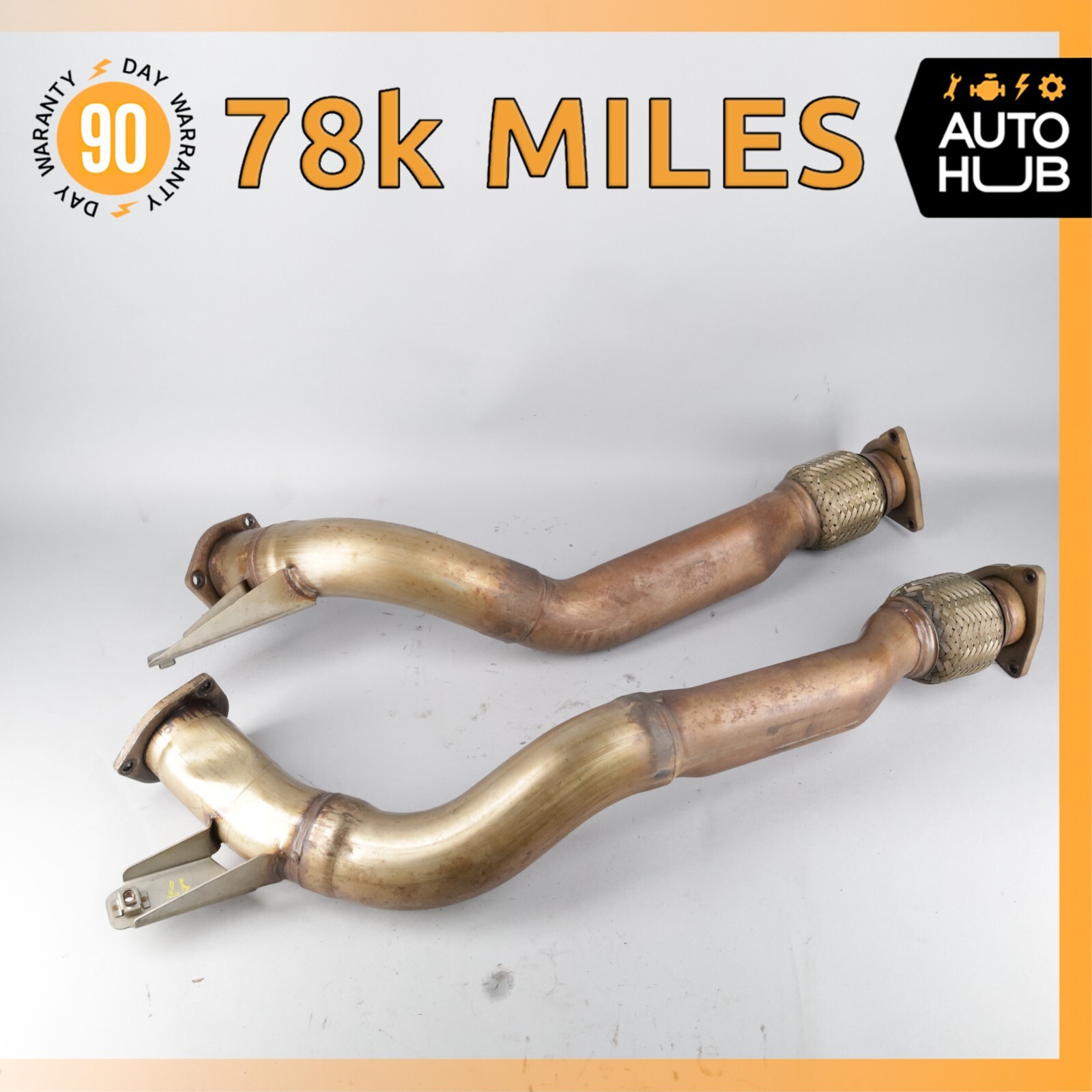 Bentley Continental Flying Spur 6.0L Exhaust Downpipe Left & Right Side Set 78k
