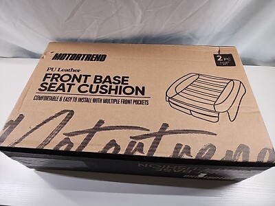 2 Pack Motortrend OS-420-BK PU Leather Front Base Seat Cushion w/ Front Pockets