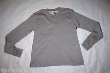 Mens L/S Shirt GRAY HENLEY TEE Waffle Knit M 38-40
