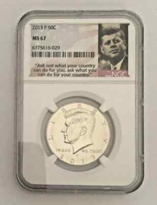 2013 P Kennedy Half Dollar NGC MS67 JFK "Ask Not" label | eBay