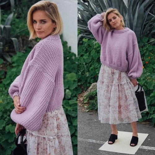 I Love Mr Mittens Jackie Oversized Wool Knit Sweater in Lavender Size XS/S  | Inox Wind