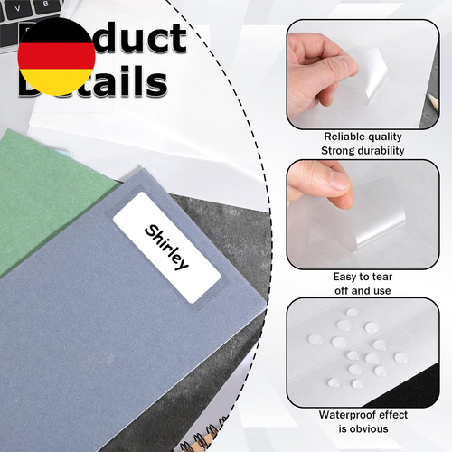 252 Stück Transparente Etiketten 30 x 80 mm Wasserfeste-Etiketten, Selbstklebend - Bild 4 von 7