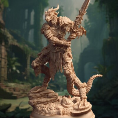 DM Stash Miniatures Female Dragonborn Barbarian Fighter DnD Fantasy Pathfinder