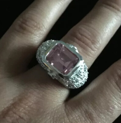 BIG CHUNKY Pink Sapphire CZ, Peridot 925 Sterling Fancy Cocktail