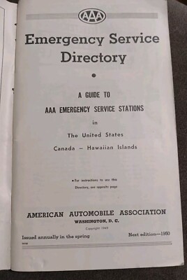 1949 AAA Emergency Service Directory ( National ) A45 | eBay
