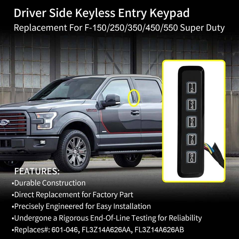 Teclado de entrada sin llave para Ford F150 F250 F350 F450 F550 2015-2020 FL3Z-14A626-AD Foto 2 de 4