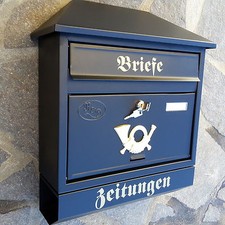 XXL Briefkasten Postkasten Schwarz / Matt+Zeitungsrolle Wandmontage Nostalgie