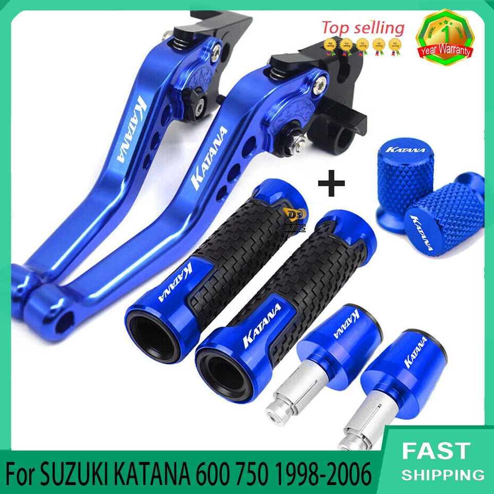 CNC For SUZUKI KATANA 600 750 1998-2006 Brake Clutch Levers Handlebar Grip plug Foto 3 de 4