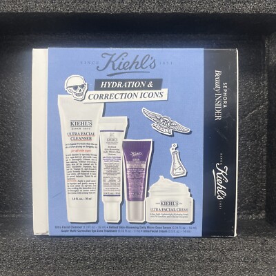 Kiehls Set - Ultra Facial Cleanser and Cream, Eye Zone Treatment, Retinol Serum