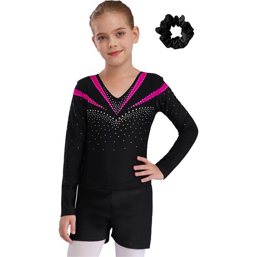 Kids Girls Bodysuit Practice Jumpsuit And Bottoms Party Dance Outfit Class - Picture 30 of 57