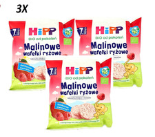 3 x HiPP Organic Rice Cakes Snack Raspberry Flavored From 7 Months 30g 1.06oz