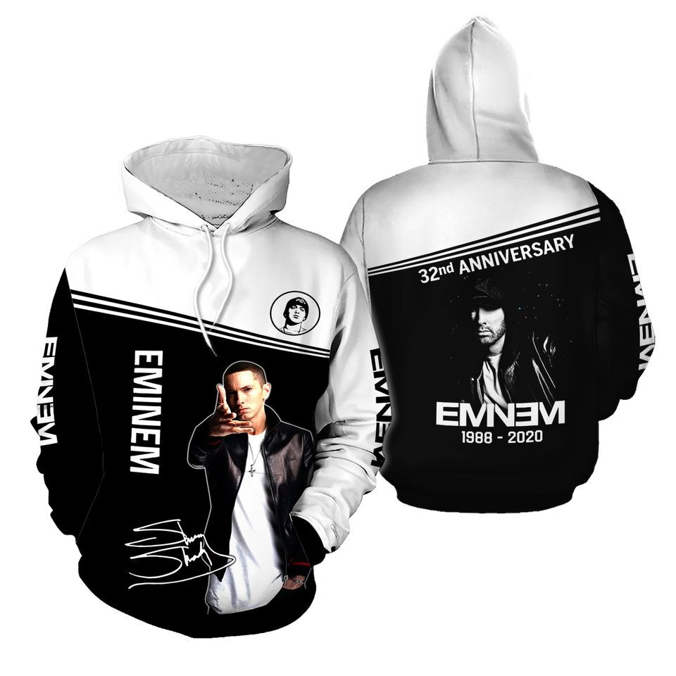Eminem 32nd Anniversary 3D Rap Music Hoodie Sizes XS to 6XL