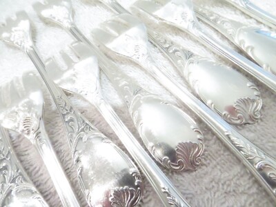 Vintage French silver-plated 12 pastry cake forks Christofle Marly 15,9cm