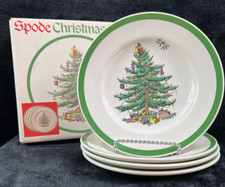 Spode Christmas Tree Party Plates NIB Set of 4