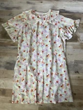 Vintage 60s 70s Muumuu House Coat Robe Dress Pearl Snap Pocket MOD Floral M