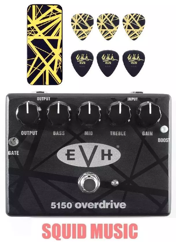 MXR EVH 5150 Overdrive Pedal Eddie Van Halen EVH Black & Yellow Stripes  Pick Tin