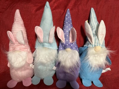 4PCS Easter Bunny Rabbits Gnomes Swedish Gnome Weighted Plush Easter ...