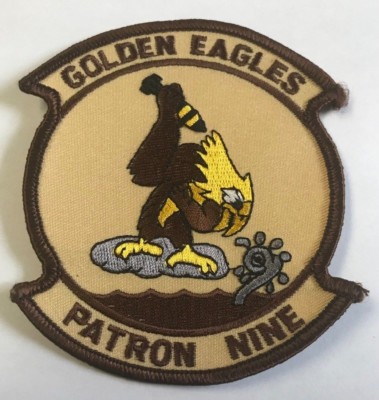 USN US Navy Golden Eagles Patron Nine Patrol Squadron Brown & Tan Cloth Patch