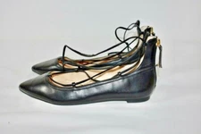 INC International Black Leather Women's Pointed Toe Flat Shoes Size 6.5M On Sale