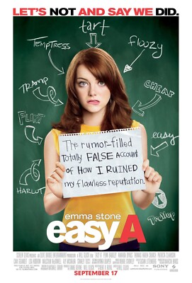 Easy A Movie Poster 2010 - Emma Stone - 11x17 Inches | NEW USA