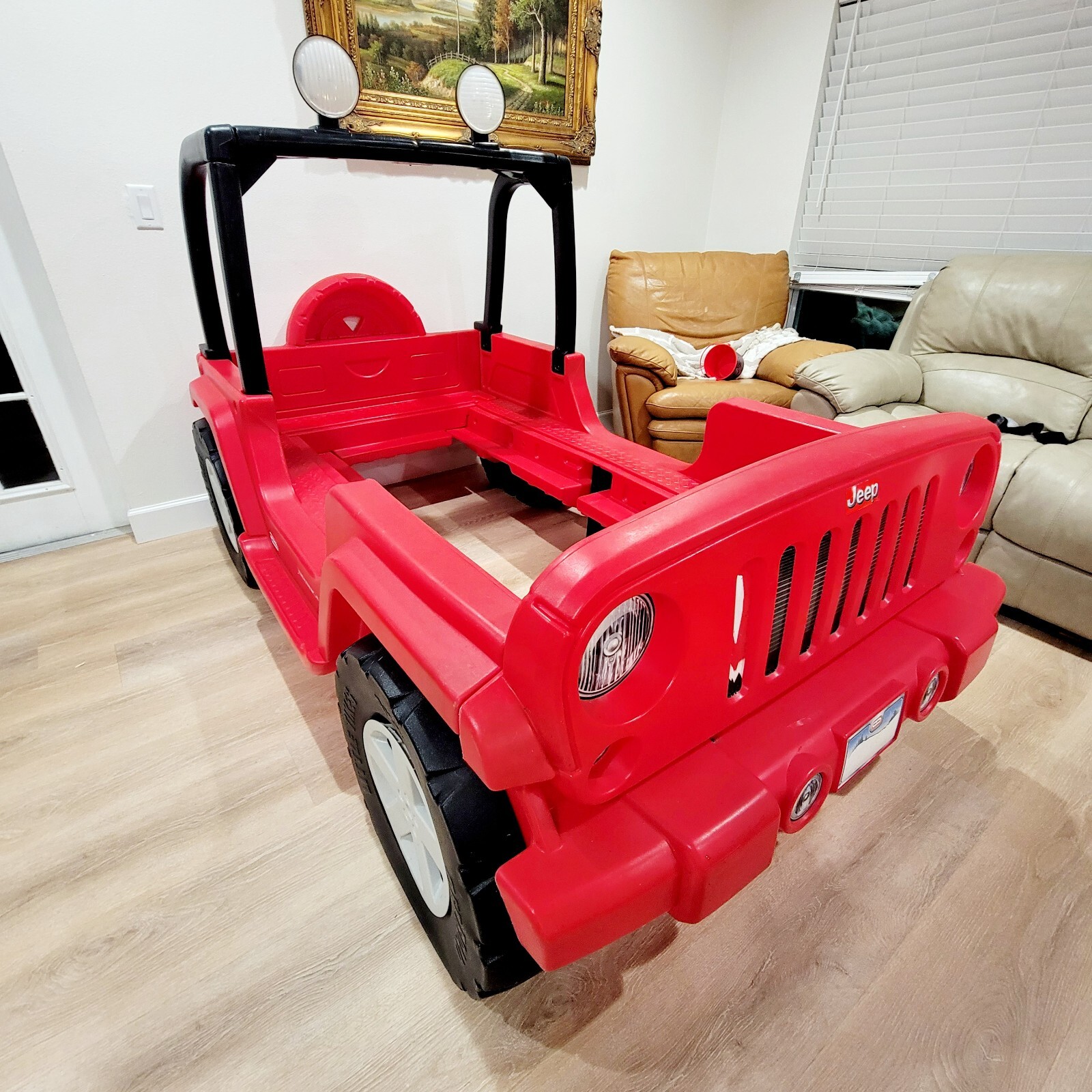 Vintage Jeep Wrangler Toddler to Twin Convertible Bed Red Lights Up