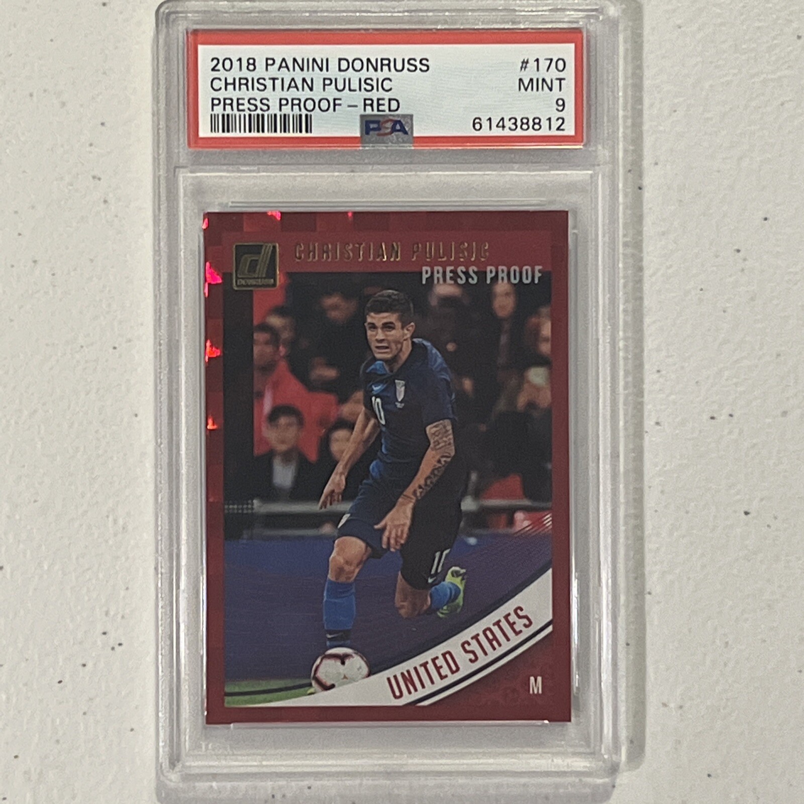 2018-19 Donruss Christian Pulisic PRESS PROOF RED PSA 9 MINT #170 Parallel
