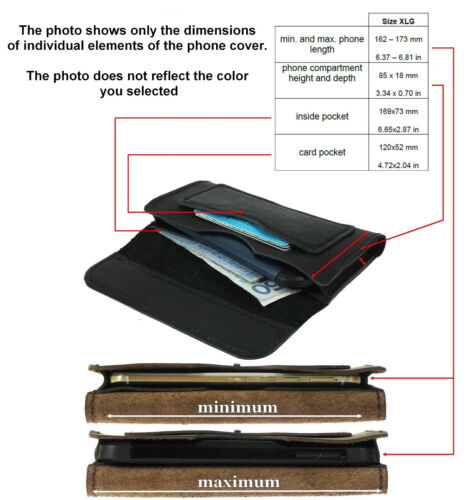 CUSTOMIZED HORIZONTAL WAIST POUCH MADE OF COWHIDE CASE COVER WITH 2 CARD POCKETS - Picture 21 of 22